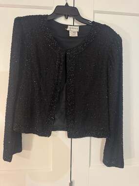 Stenay Vintage Black Beaded Evening Jacket Size M